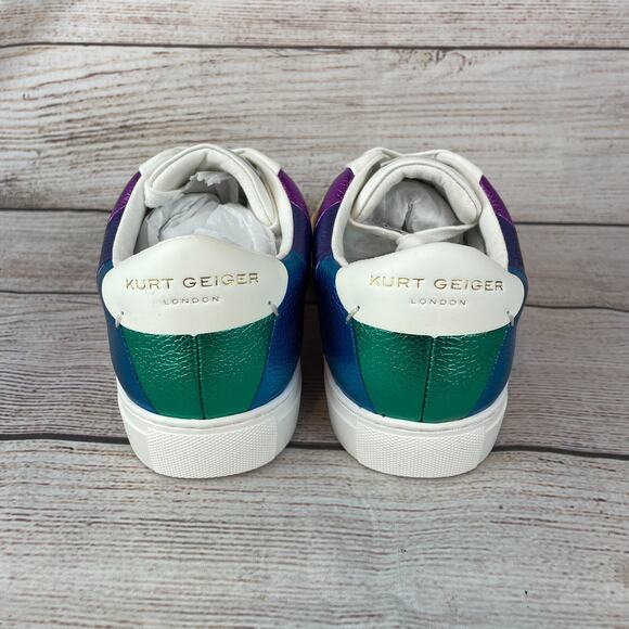 Kurt Geiger London Lane Womens Sz 40.5 (9.5) Striped Sneakers Metallic Rainbow - Picture 5 of 12